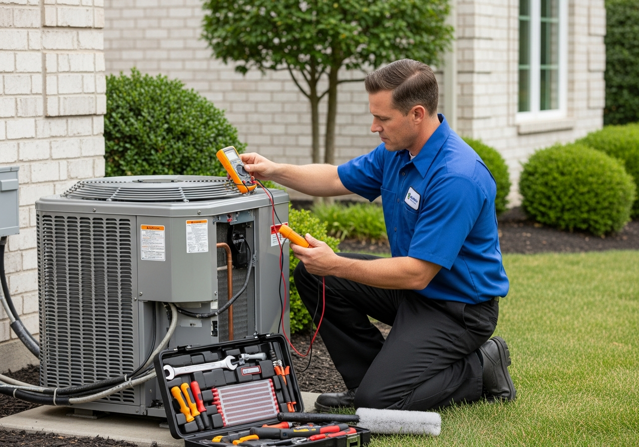 Texas Air technician servicing an HVAC unit